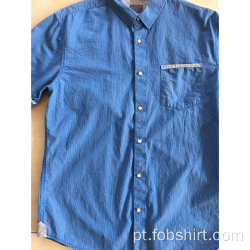 Camisa masculina tingida com fio 100% algodão